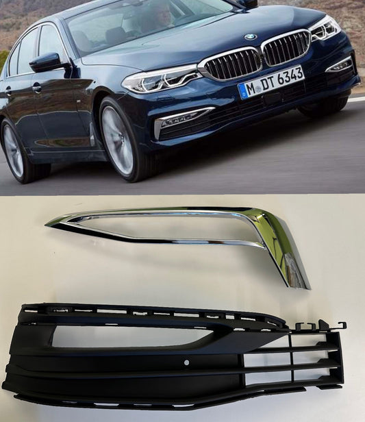 BMW 5 Series G30 2017-20 Fog Lamp Cover Grill With Chrome