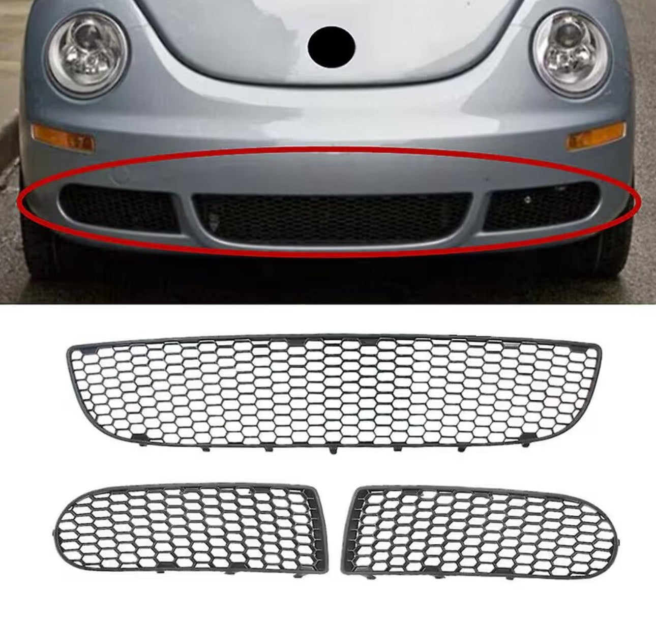 Volkswagen Beetle 2005-10 Front Bumper Lower Grills | OEM Grade | Brand New